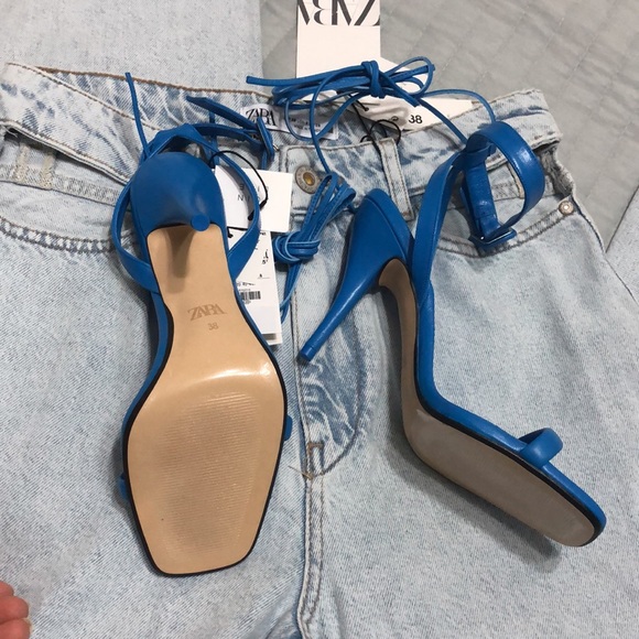 Zara heeled leather tie sandals - Picture 14 of 15